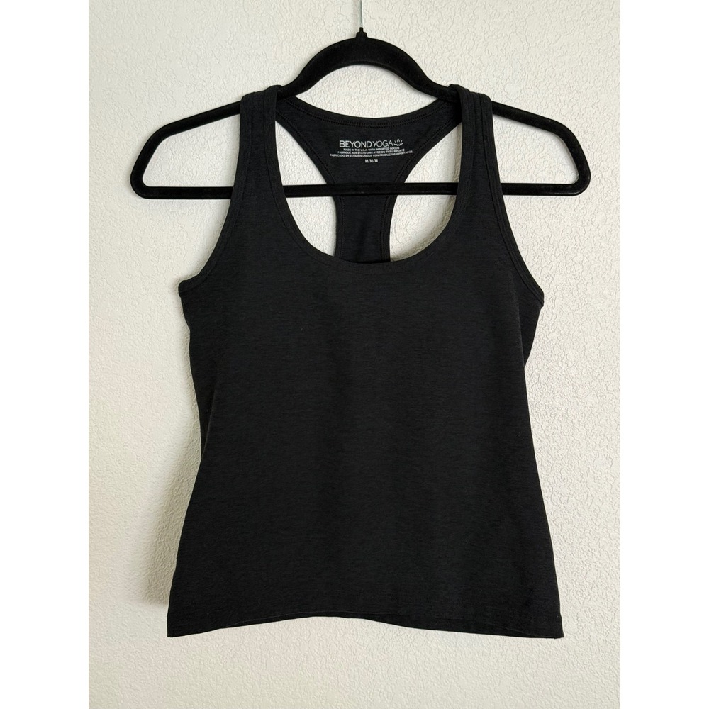 Beyond Yoga Womens Racerback Tank Top Charcoal Black Heather Yoga Gym M